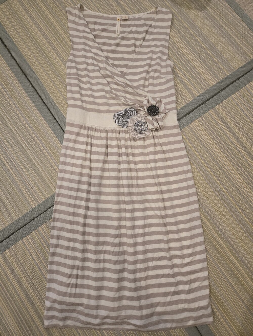 Anthropologie Striped Dress with Floral Waist Small